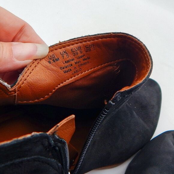 Franco Sarto Laslo Ankle Booties Women's SZ 7.5M Black Suede Leather Zipper - Picture 10 of 11